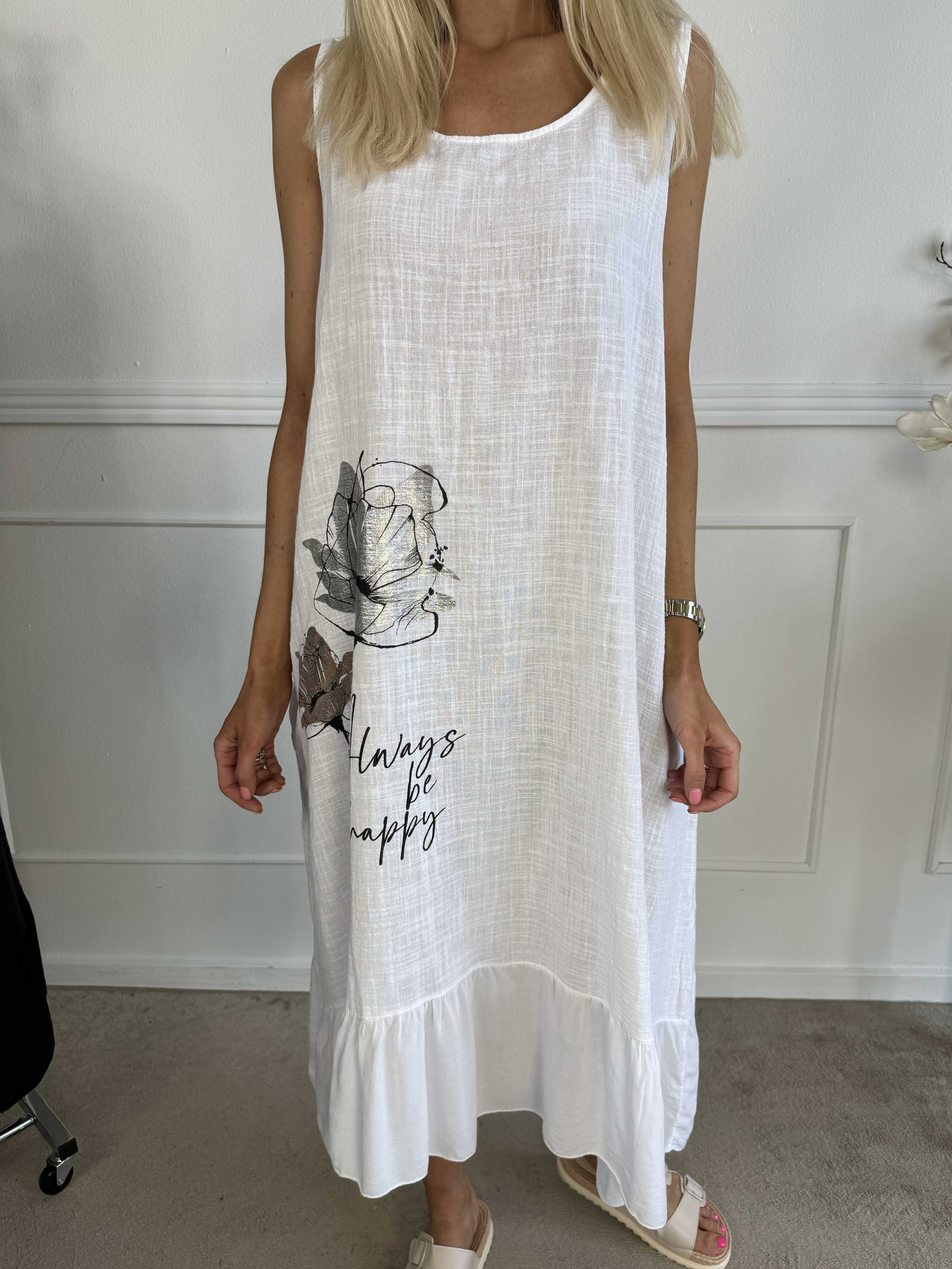 Mille - Sommerkjole i hørlook med flæse